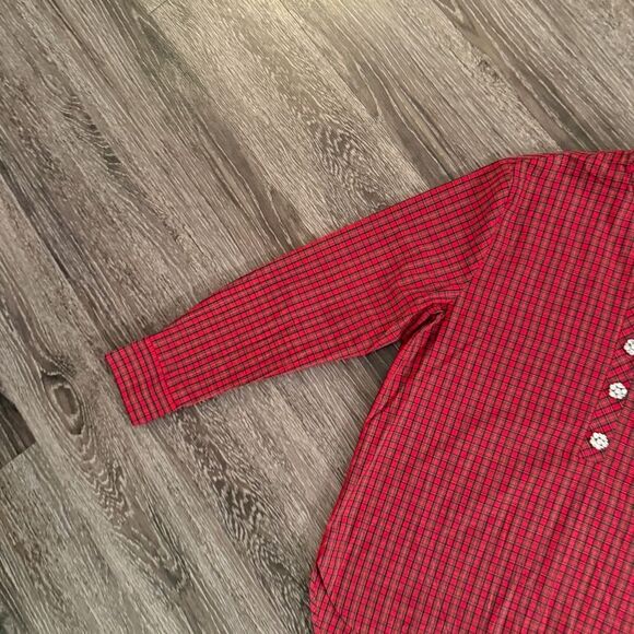 J. Crew Jeweled button popover tunic in red checkered plaid - Picture 4 of 9
